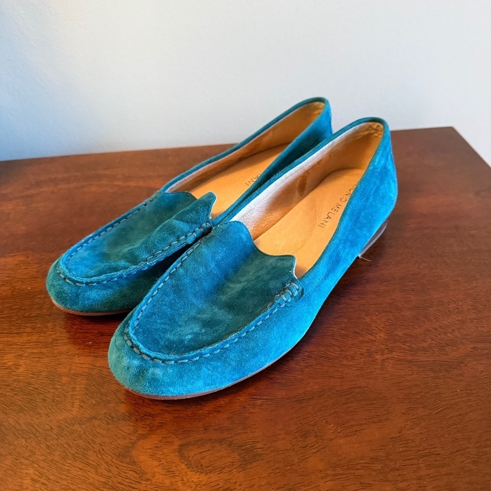 ANTONIO MELANI Teal Suede Loafers